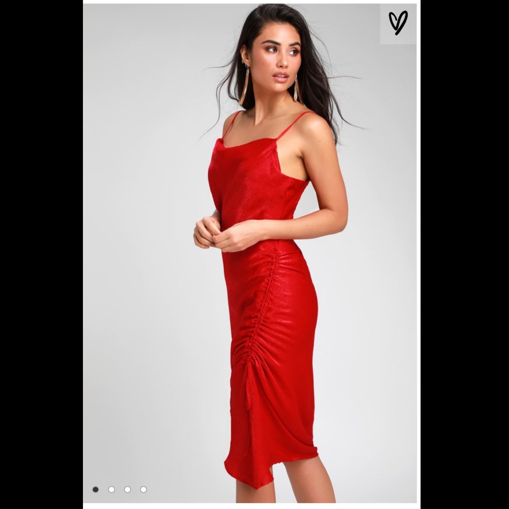 Red Silk Lulu’s Midi Dress